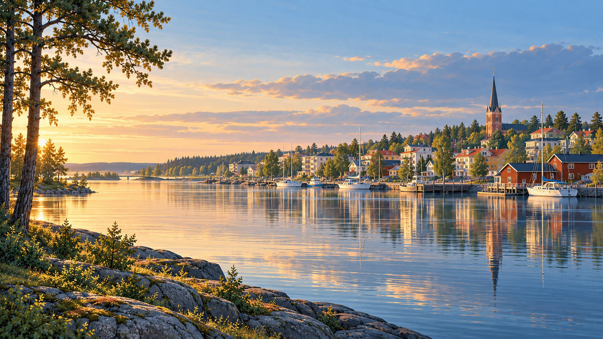 Illustration inspirerad av Piteås kust- och stadsmiljö