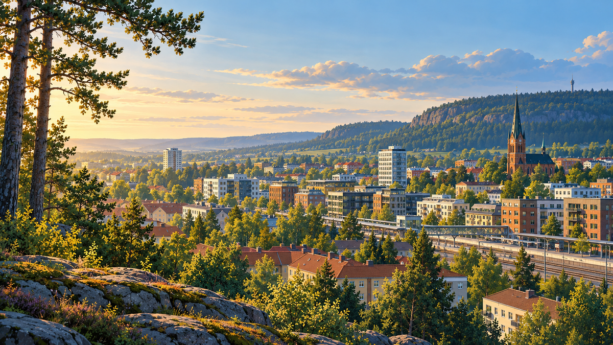Illustration inspirerad av Skövde och Billingen