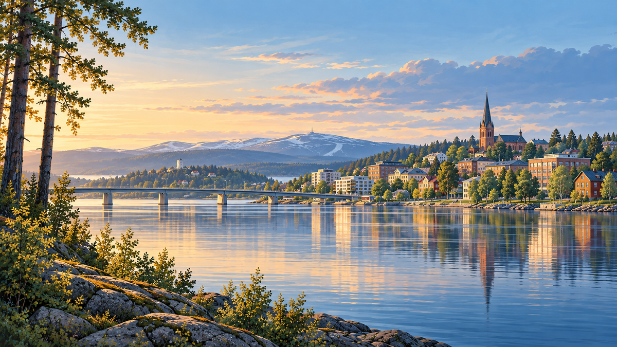 Illustration inspirerad av Östersund och Storsjön