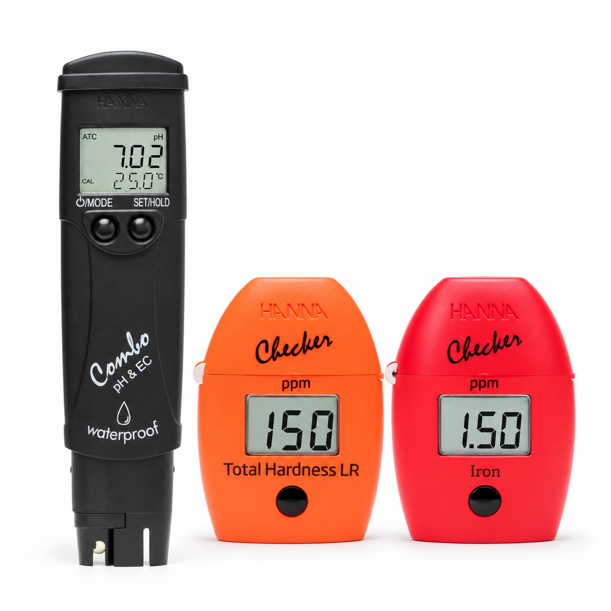 Hanna systemvattenkit med HI-98129, HI-735 och HI-721 på vit bakgrund